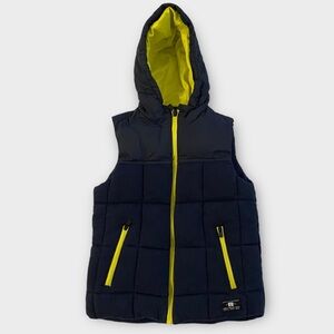 Zara Boys Kids Youth Puffer Vest Size 5/6 Hooded Quilted Puffy Zip Front Ski